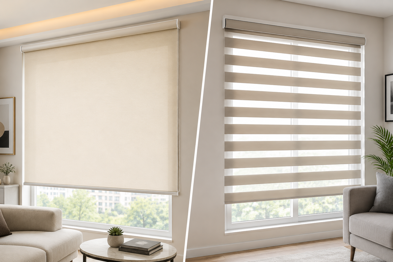 Modern Roller and Zebra Blinds